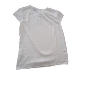 Banana Republic White Sheer Pleated Cap Sleeve Blouse Top Size S